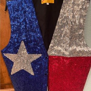 Texas Flag Sequin Vest 3 Snap Front
